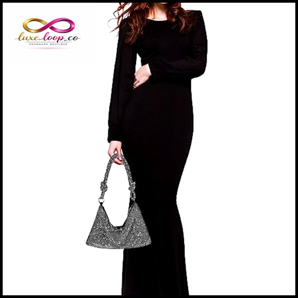 Sparkly Rhinestone Evening Clutch with Shoulder Strap for Party Prom Wedding - Picture 4 of 7